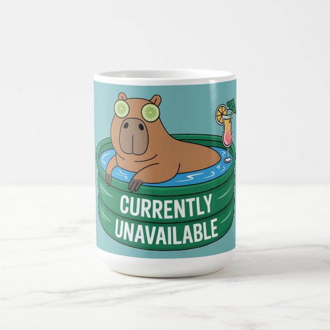 Capybara-poolavslappningstypografi grafik kaffemugg (Center)
