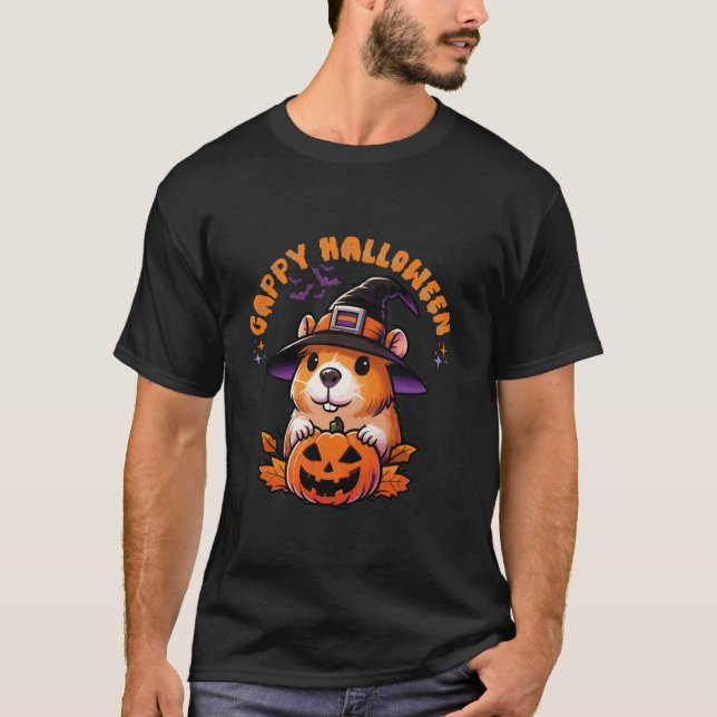 Capybara Pumpkin Funny Cappy Halloween Älskare Kvi T Shirt (Framsida)