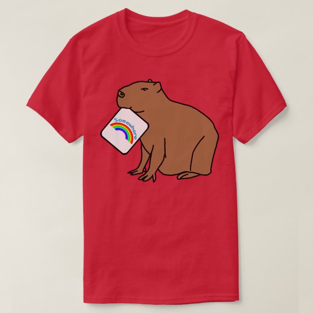 Capybara Puns med regnbåge någonstans T Shirt (Design framsida)