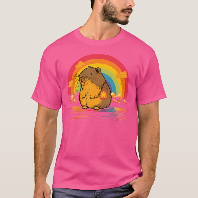 Capybara Rainbow T Shirt (Framsida)