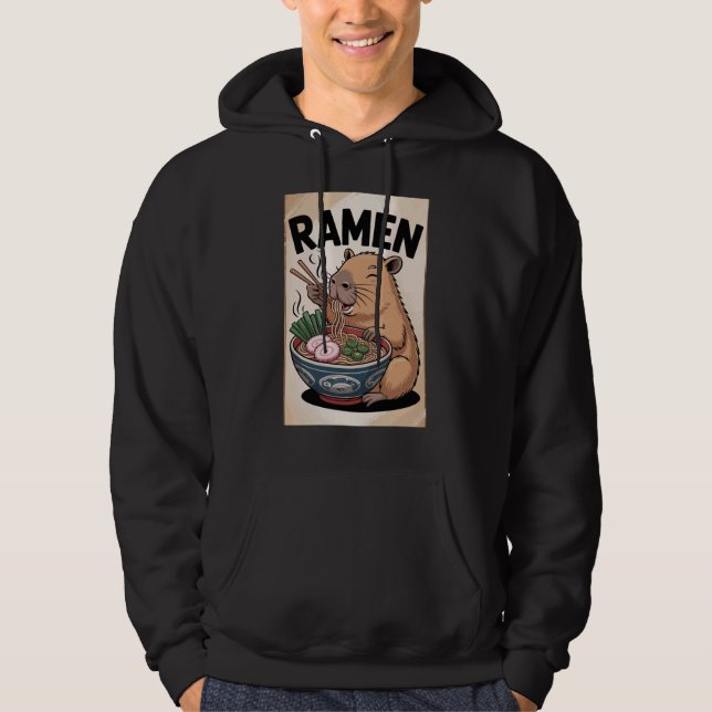 Capybara Ramen Fan Cute Japanese Noodle Soup Kawai Hoodie (Framsida)