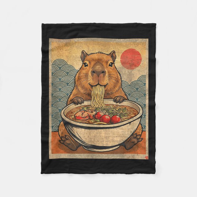 Capybara Ramen Japanese Funny Graphic Kawaii Anime Fleecefilt (Framsidan)