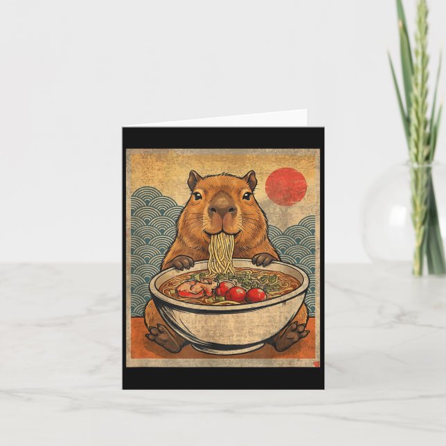Capybara Ramen Japanese Funny Graphic Kawaii Anime Kort (Framsida)