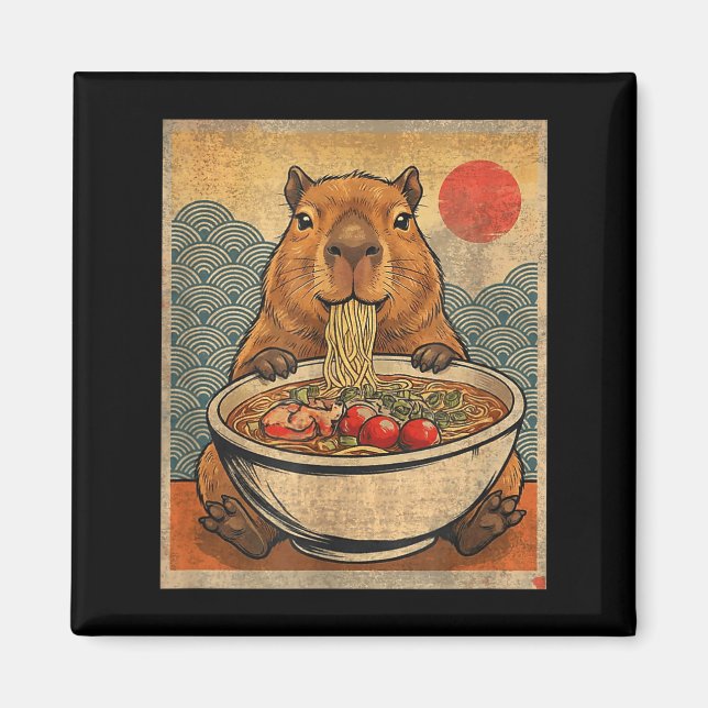 Capybara Ramen Japanese Funny Graphic Kawaii Anime Magnet (Framsidan)