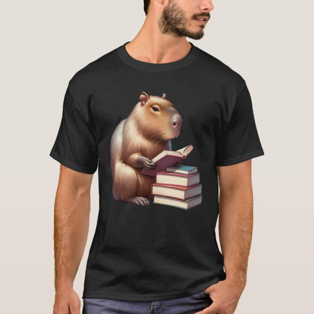 Capybara Reading Bok Reader Bookworm Capybara T Shirt (Framsida)