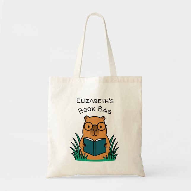 Capybara Reading Book Tygkasse (Framsidan)