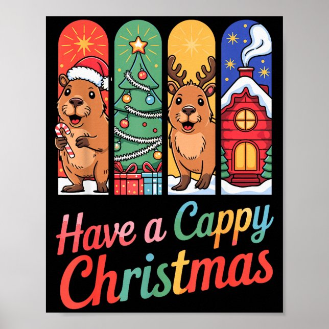 Capybara Reindeer Xmas Have A Capy Christmas  Poster (Framsidan)