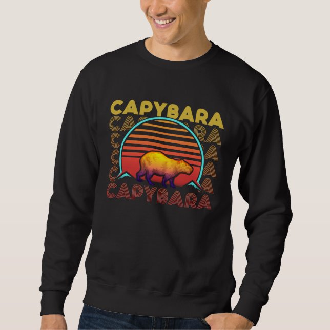 Capybara Retro  Gnawer Rodent Capibara Lång Ärmad Tröja (Framsida)