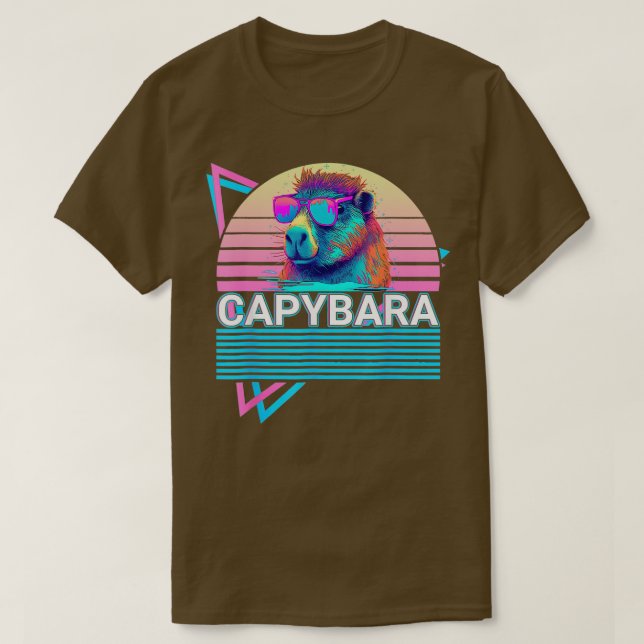 Capybara Retro Vintage Vaporwave T Shirt (Design framsida)