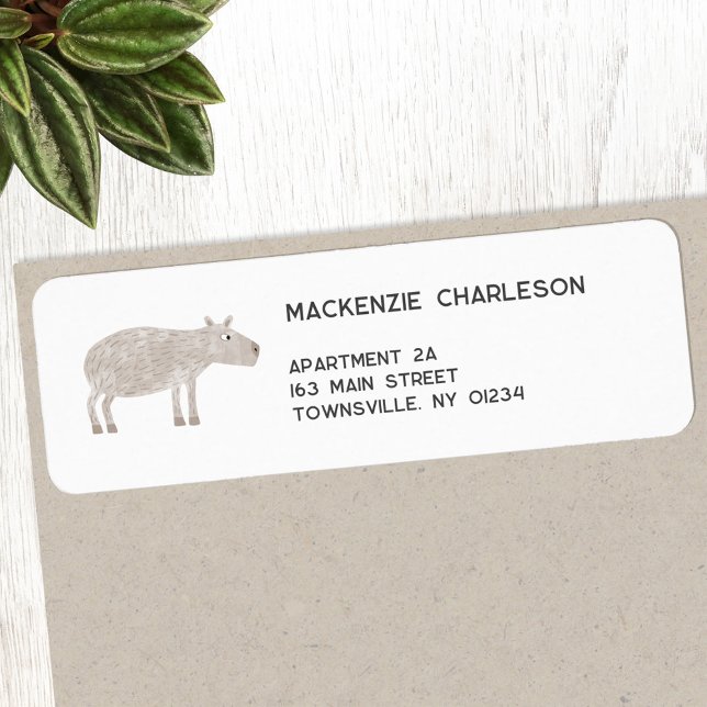 Capybara Return-adressetikett Returadress Etikett (Fun capybara return address personalized labels)
