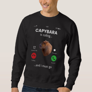 Capybara ringer och jag måste gå med Capybara Lång Ärmad Tröja