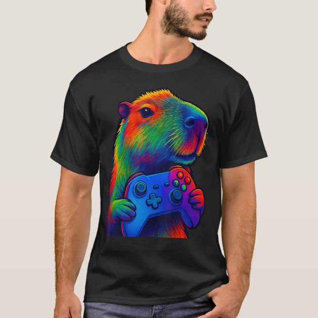 Capybara Roligt Video Spel Capybara Spelar Video  T Shirt (Framsida)