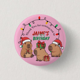 Capybara Rosa Jul Holiday Födelsedag Knapp