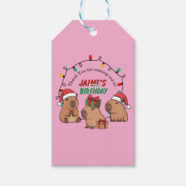 Capybara Rosa jul Holiday födelsedag Presentetikett
