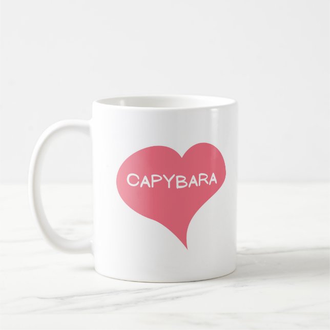 CAPYBARA Rosa Kärlek Hjarta Kaffemugg (Vänster)