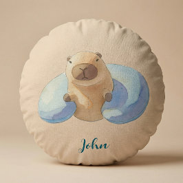 Capybara Round Pillow – for Little Capybara Fans Rund Kudde