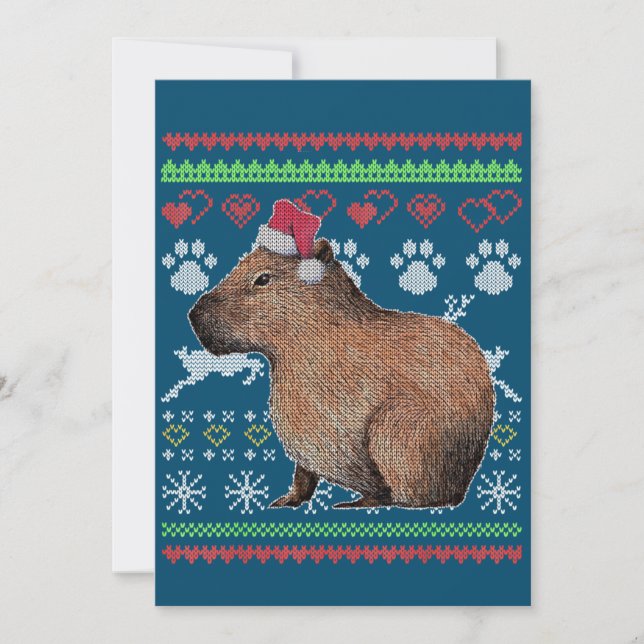 Capybara Santa-Claus Fula Jultröja Holida Inbjudningar (Framsida)