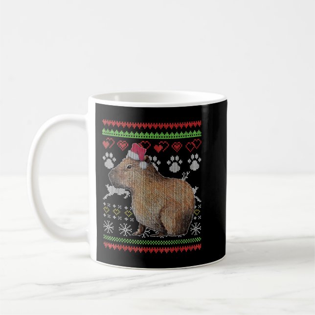 Capybara Santa-Claus Ugly jul Sweater Holida Kaffemugg (Vänster)