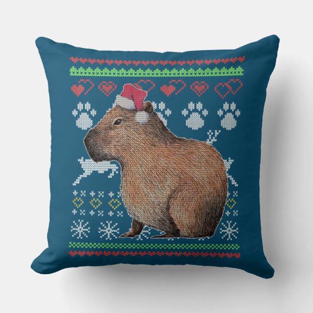 Capybara Santa-Claus Ugly jul Sweater Holida Kudde (Framsida)