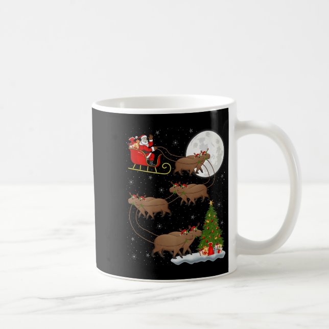 Capybara Santa Sleigh Flying Funny Magical Christm Kaffemugg (Höger)