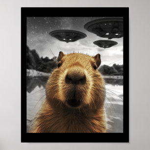 Capybara Selfie Funny Julafton Animal Graphic Capy Poster