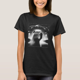 Capybara Selfie Invasion UFO Funny Capibara Motif T Shirt