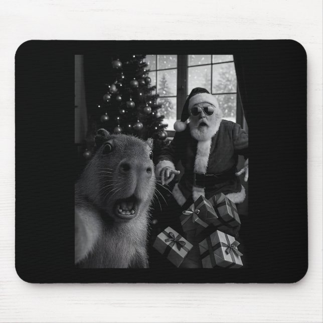 Capybara Selfie Med Tomte Rolig Capybara För Män  Musmatta (Framsidan)