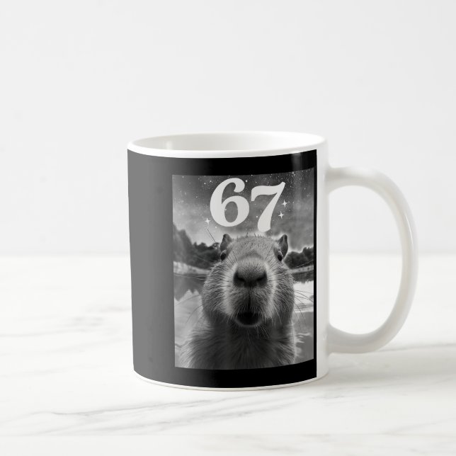 Capybara Selfie With 67 Meme Capy Graphic For Men  Kaffemugg (Höger)