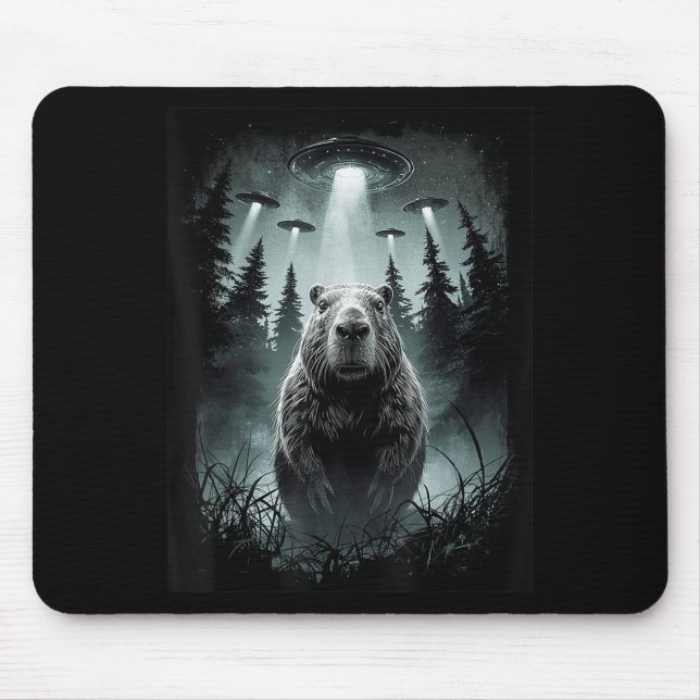 Capybara Selfie with Alien Ufo Funny Capybara Gift Musmatta (Framsidan)