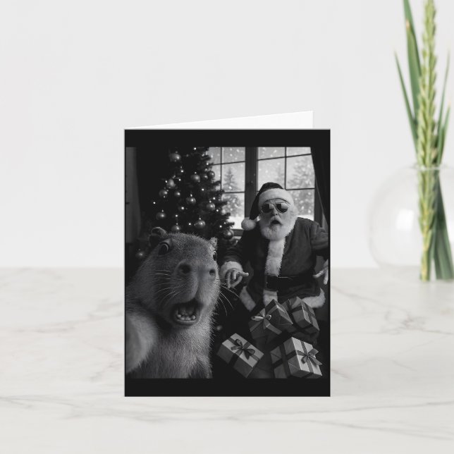 Capybara Selfie With Santa Funny Capybara For Men  Kort (Framsida)