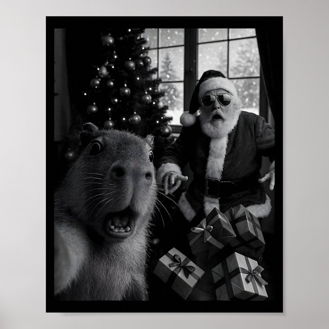 Capybara Selfie With Santa Funny Capybara For Men  Poster (Framsidan)