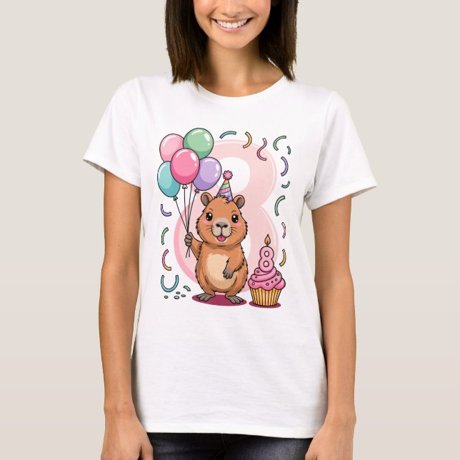 Capybara Shirt for Girls 8 Birthday Party Fun T Shirt (Framsida)