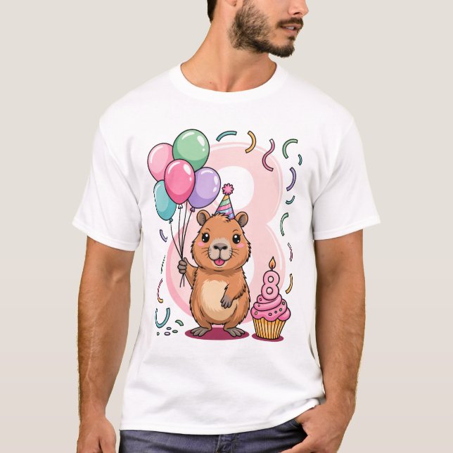 Capybara Shirt for Girls 8 Birthday Party Fun T Shirt (Framsida)