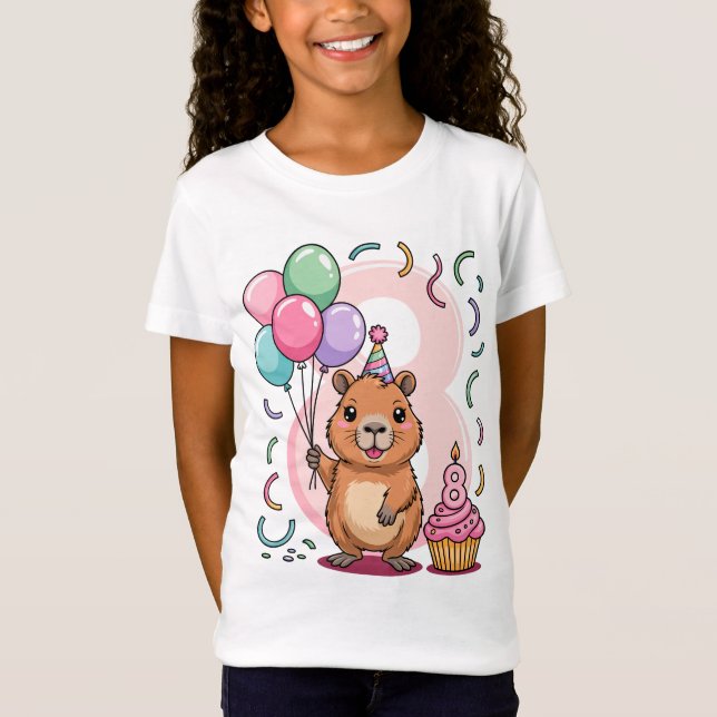 Capybara Shirt for Girls 8 Birthday Party Fun T Shirt (Framsida)