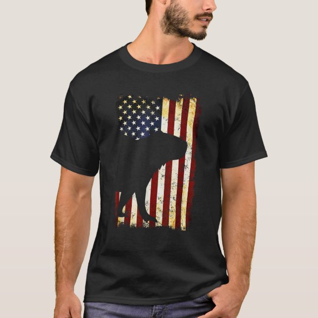 Capybara Silhouette American Flagga 4:e juli T Shirt (Framsida)