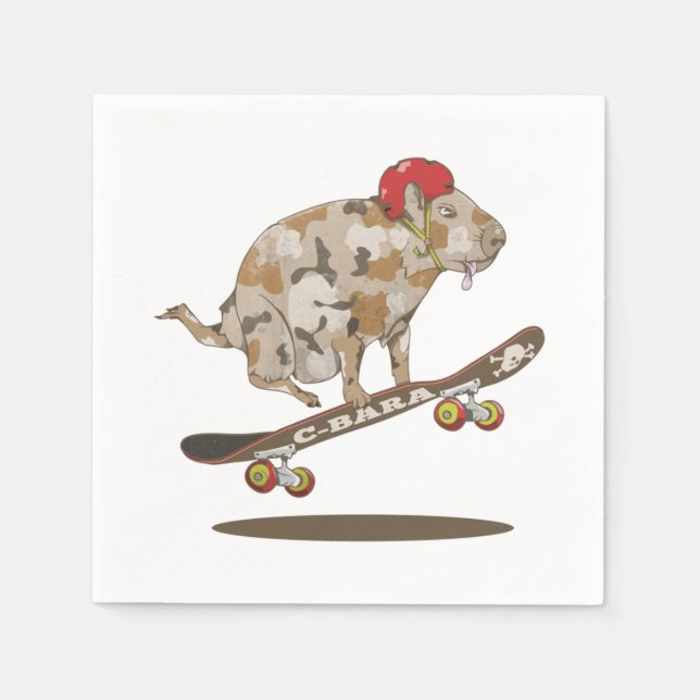 Capybara Skateboard ollie Pappersservett (Framsidan)