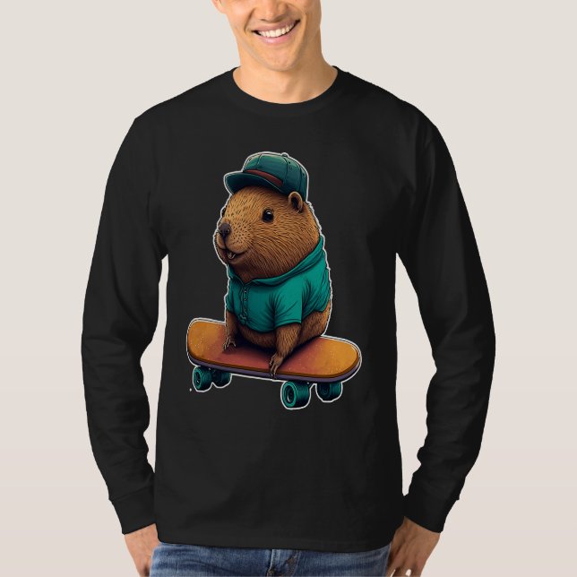 Capybara Skater Grind Ollie and Rep your love for  T Shirt (Framsida)