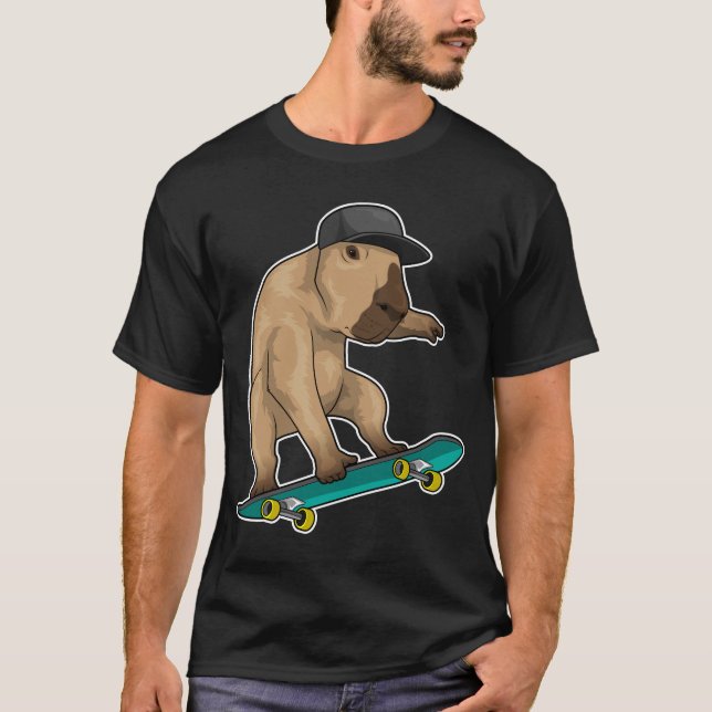 Capybara Skater Skateboard-sport T Shirt (Framsida)
