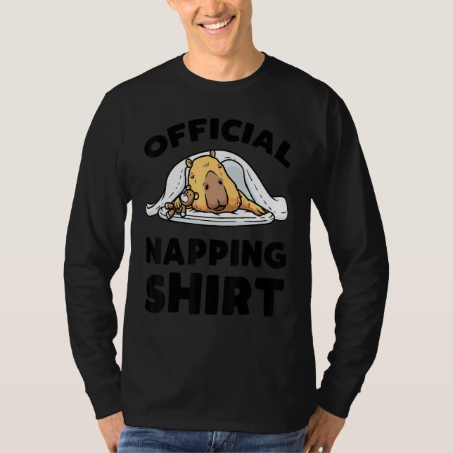 Capybara Sleeping Napping Giant Cavy Rodent Pajama T Shirt (Framsida)
