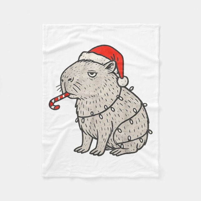 Capybara Smoking Christmas Ugly Cigarette Gen Z  Fleecefilt (Framsidan)