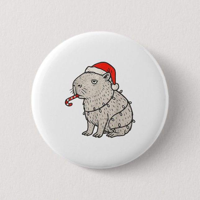 Capybara Smoking Christmas Ugly Cigarette Gen Z  Knapp (Framsida)