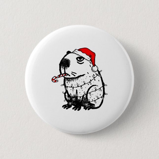 Capybara Smoking Christmas Ugly Cigarette Gen Z  Knapp (Framsida)