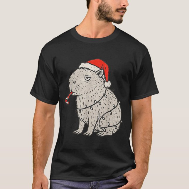 Capybara Smoking Christmas Ugly Cigarette Gen Z  T Shirt (Framsida)