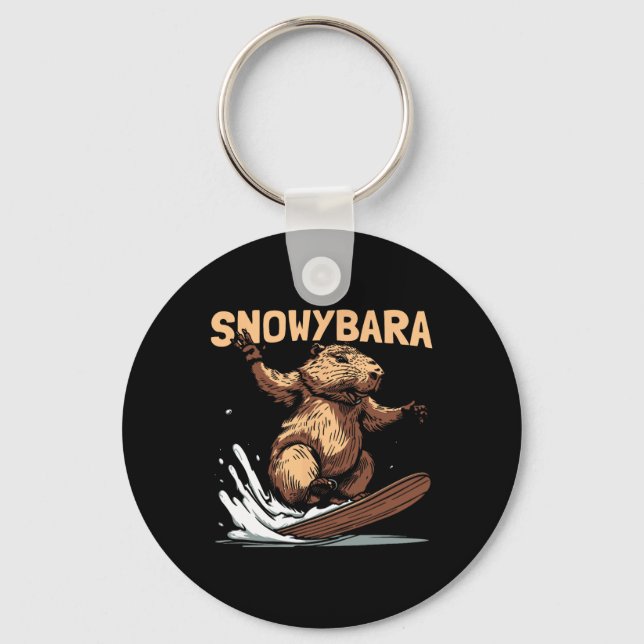Capybara Snowboard - Snowboarding Snowboarder Snö Nyckelring (Framsida)