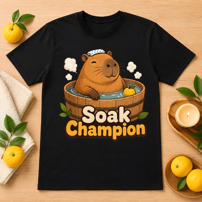Capybara Soak Champion Kawaii Onsen T-Shirt (Skapare uppladdad)