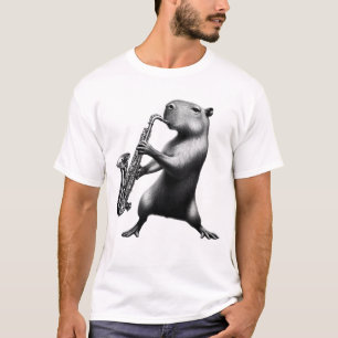 Capybara som spelar saxofon saxofonist t shirt