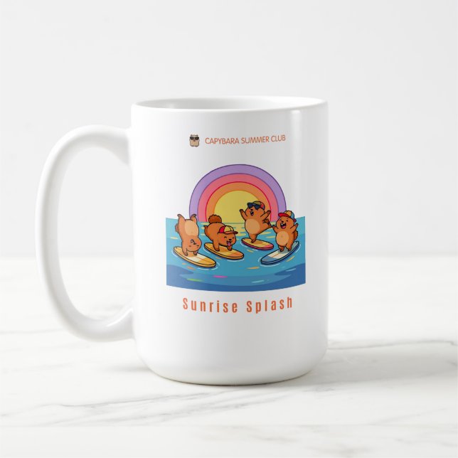 Capybara Sommar Klubb Soluppgång Splash – Söt Capy Kaffemugg (Vänster)