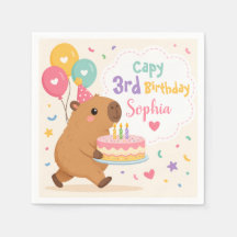 Capybara Söt Flickas Capy 3-årsdag Rosa Tårta