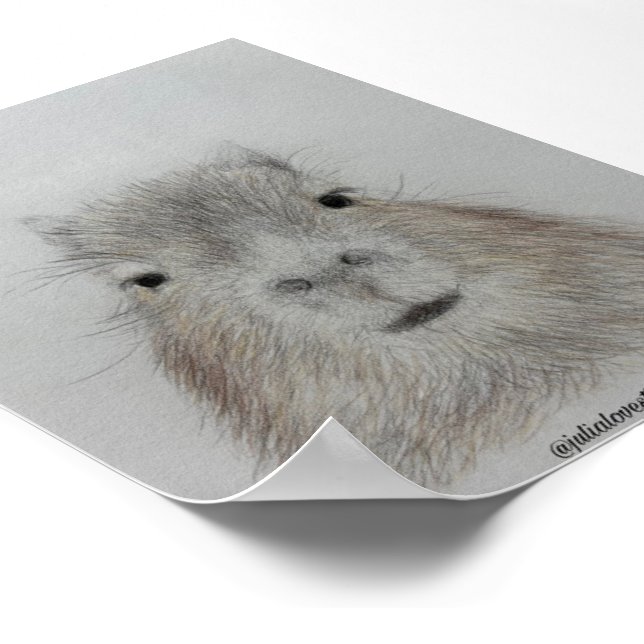 Capybara | Söt teckning av blyerts konsttryck Poster (Hörn)