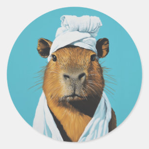 Capybara Spa Day Runt Klistermärke